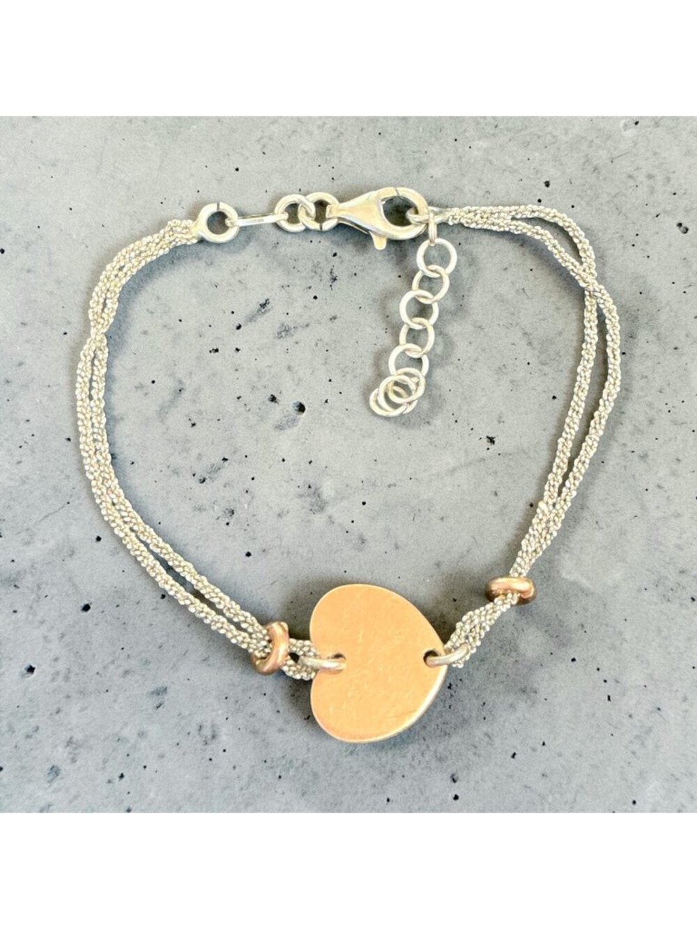 Sterling Silver Italy Vintage Heart Bracelet Adjustable Romantic Jewelry Gift